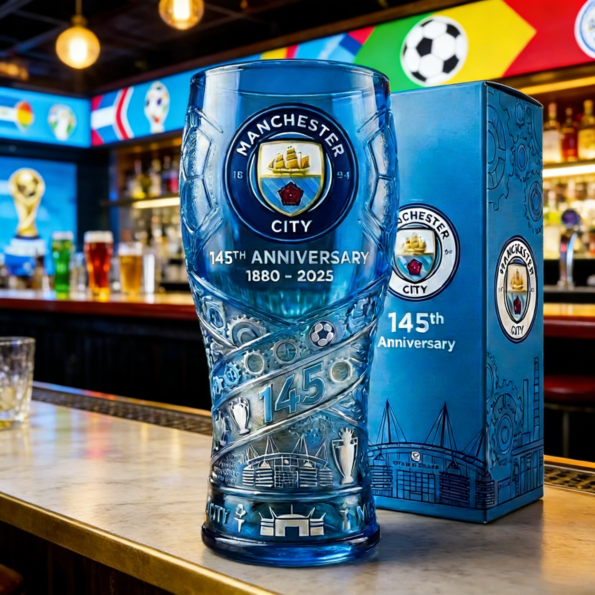 Manchester City 145th Anniversary Commemorative Pint Glass
