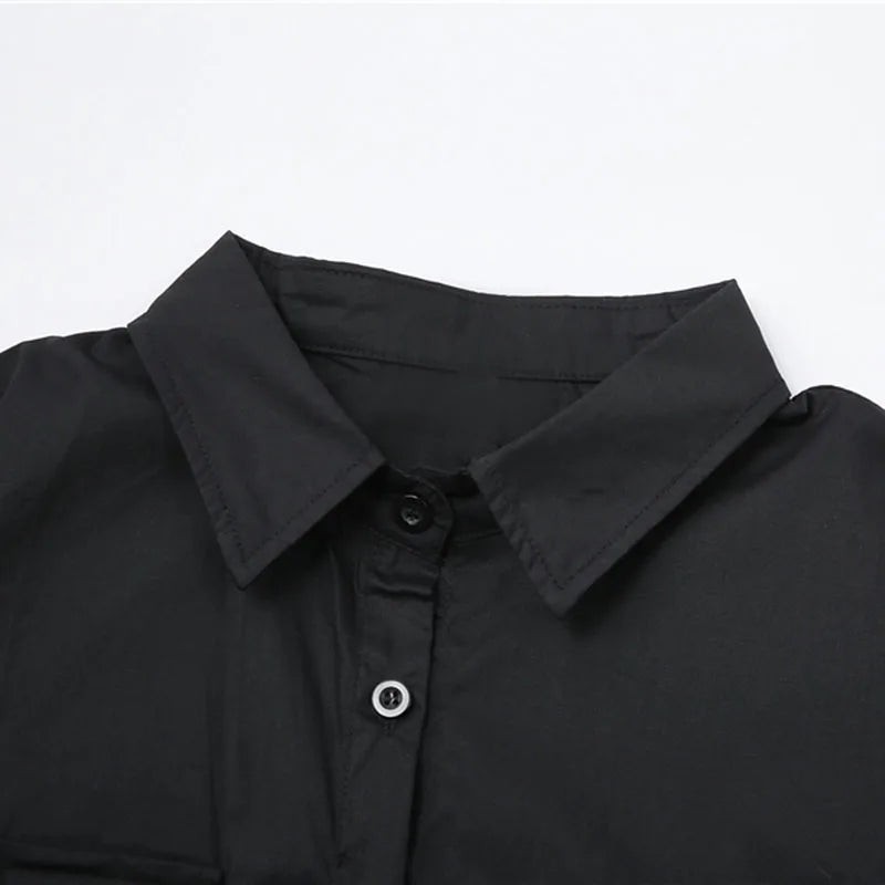 Gothic Button-Up Shirt with Pin