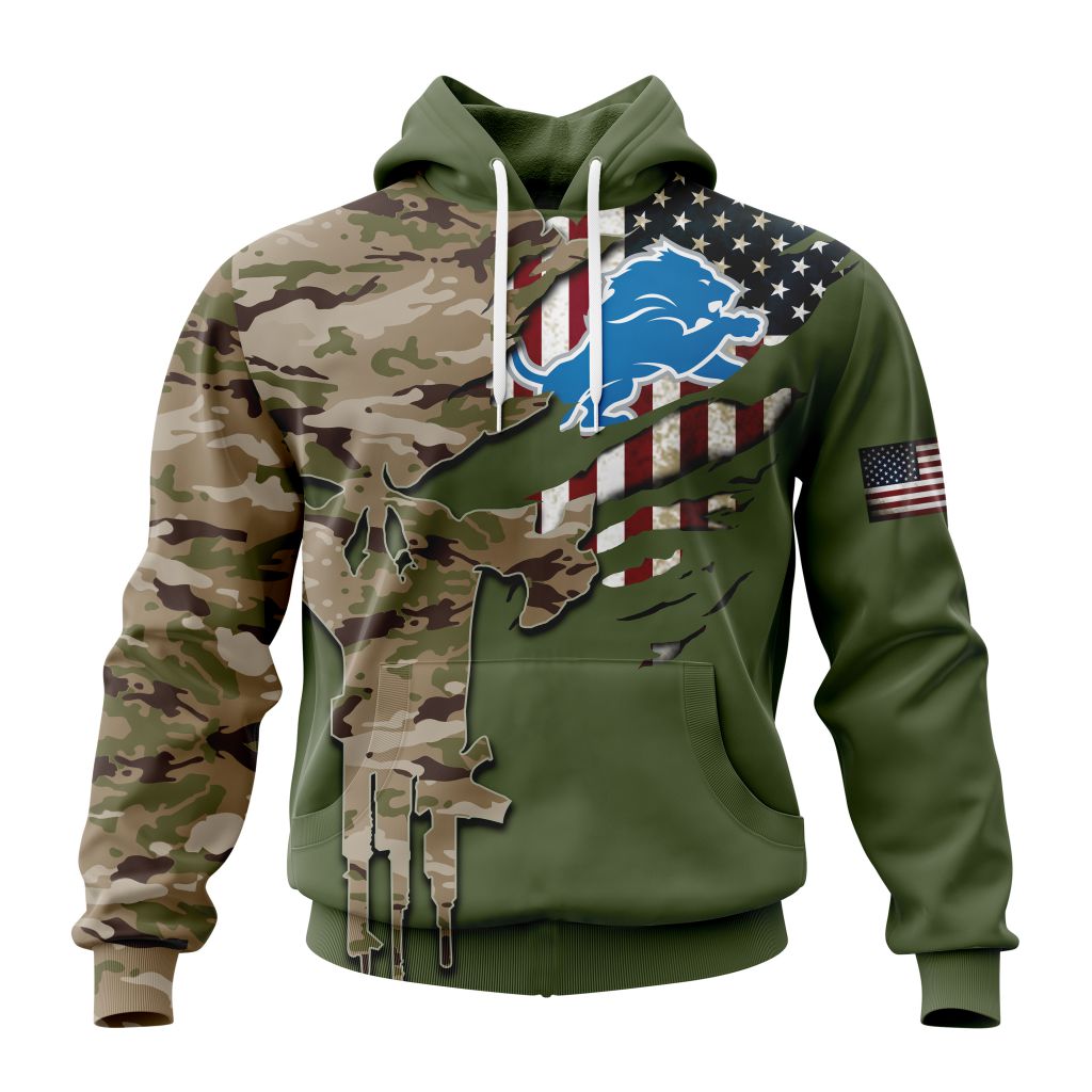 DETROIT LIONS 3D HOODIE VETERANS DAY