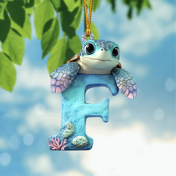 Cute Turtle Letter Shaped Ornament