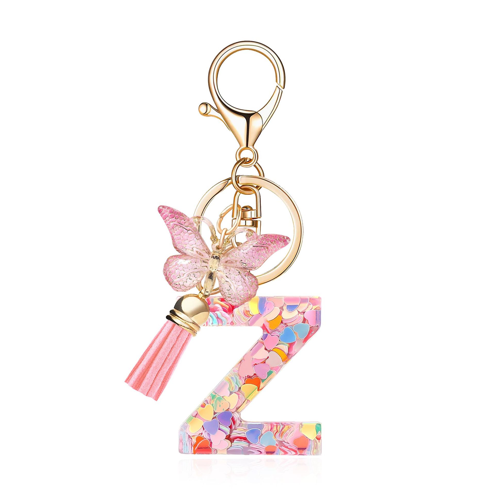 ✨✨Heart sequin butterfly letter tassel keychain(Choose your own name keychain)