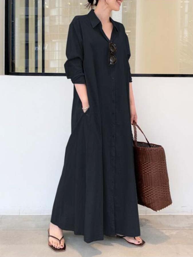 Women's Long Elegant Shirt Dress