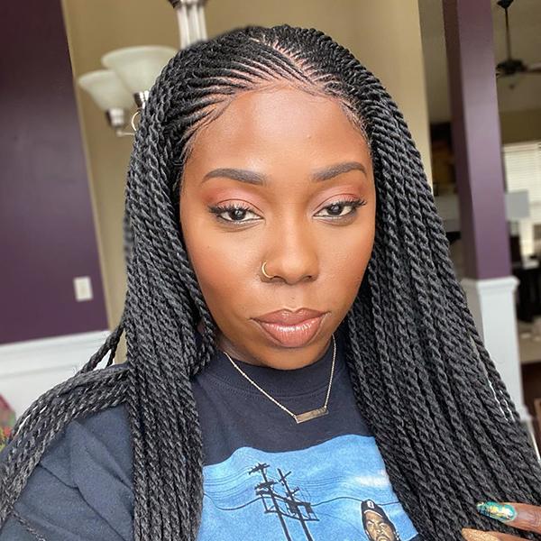100% Hand-Braided Side Part Cornrow 13x5 Braided Lace Wig