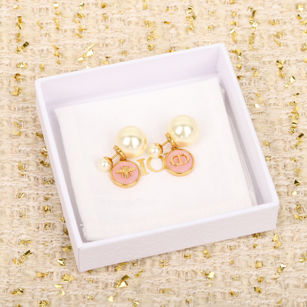 Dior Bee CD Resin Pearl Earrings
