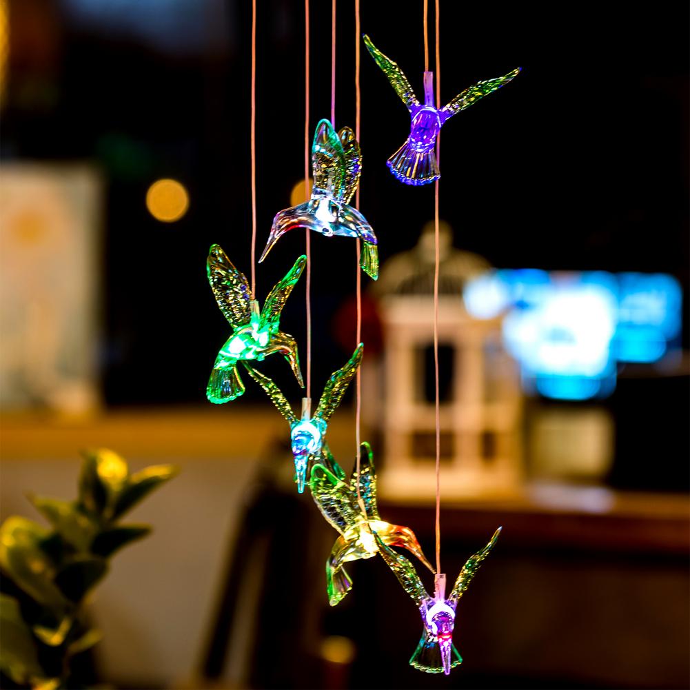 Solar-Powered Dangling Hummingbird Lights