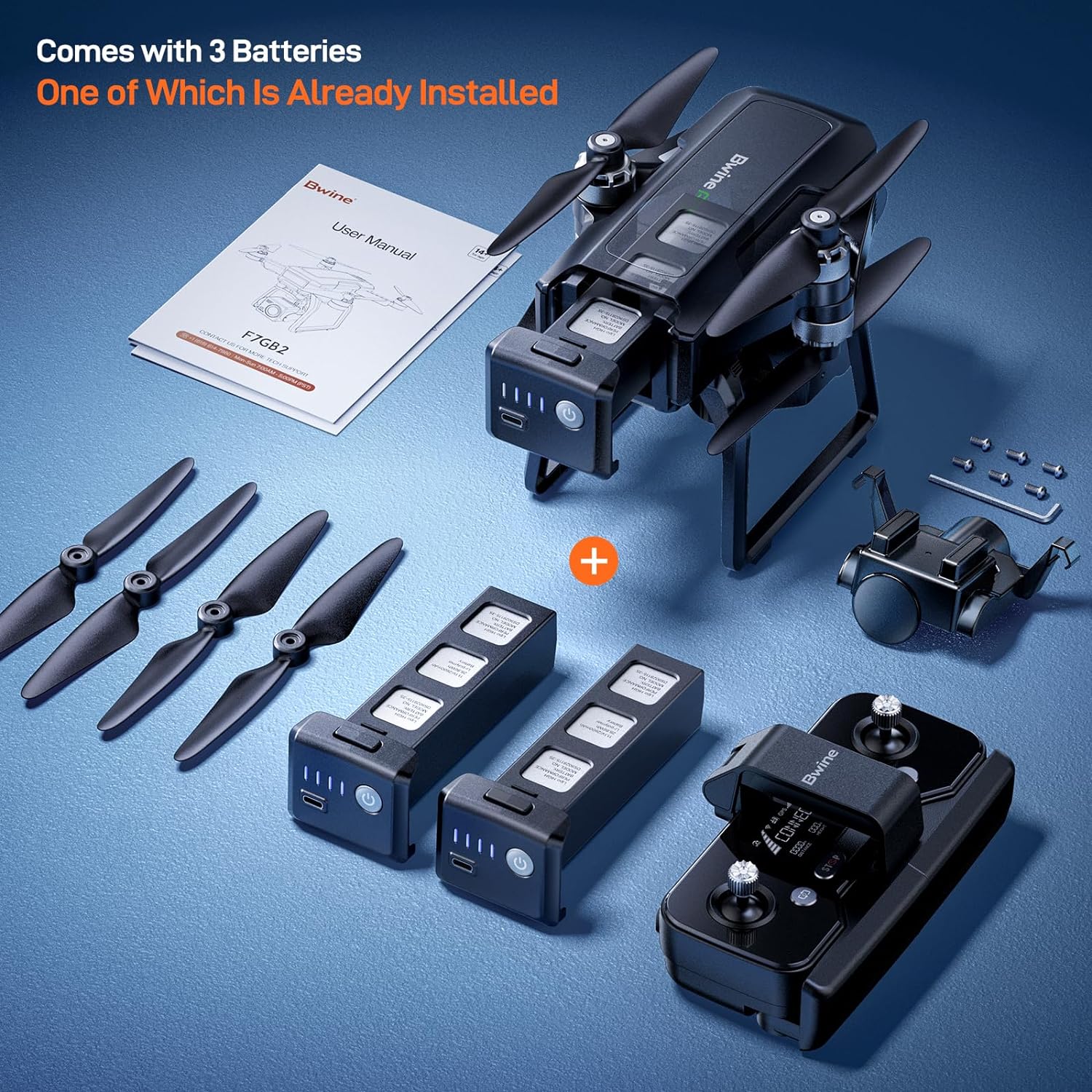 Bwine GPS Drones with Camera for Adults 4K Night Vision 3-Aix Gimbal 2Mile Long Range