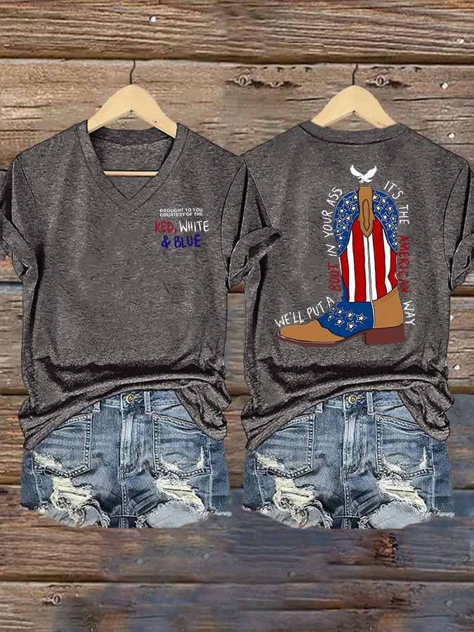 Women's Brought To You Courtesy Of The Red, White & Blue Print Casual T-Shirt
