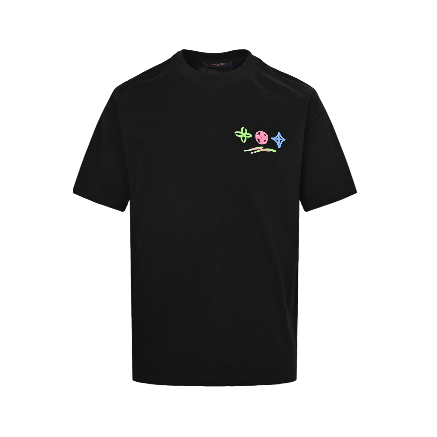 Louis Vuitton 25ss crayon hand-painted graffiti large logo short sleeve