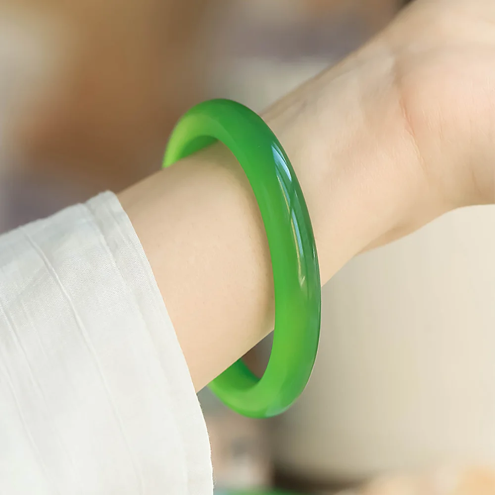 Natural Ice Jade Bangles For women Fine Jewelry Green Chalcedony Charm Jadeite Women's bracelets Items With Free Shipping