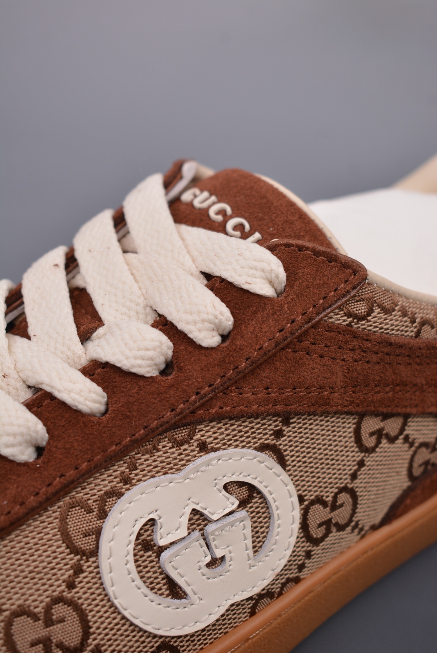 Gucci Interlocking G Suede Sneaker G74 Dark Brown Print 791742AAEGA2242