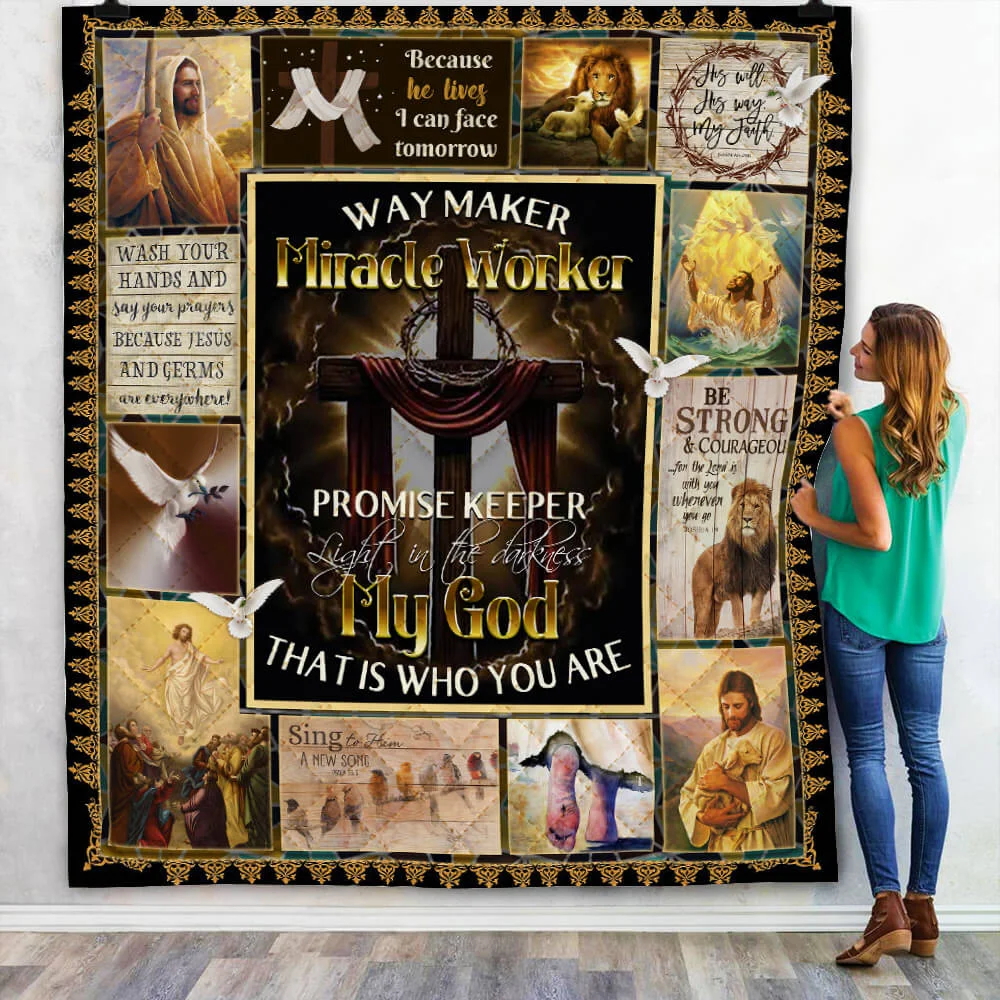 Way Maker, Miracle Worker God Quilt Blanket
