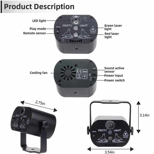 (🎅EARLY XMAS SALE - 50% OFF) RGB DJ Disco Stage Laser Light Sound Activated Led Projector Party Lights
