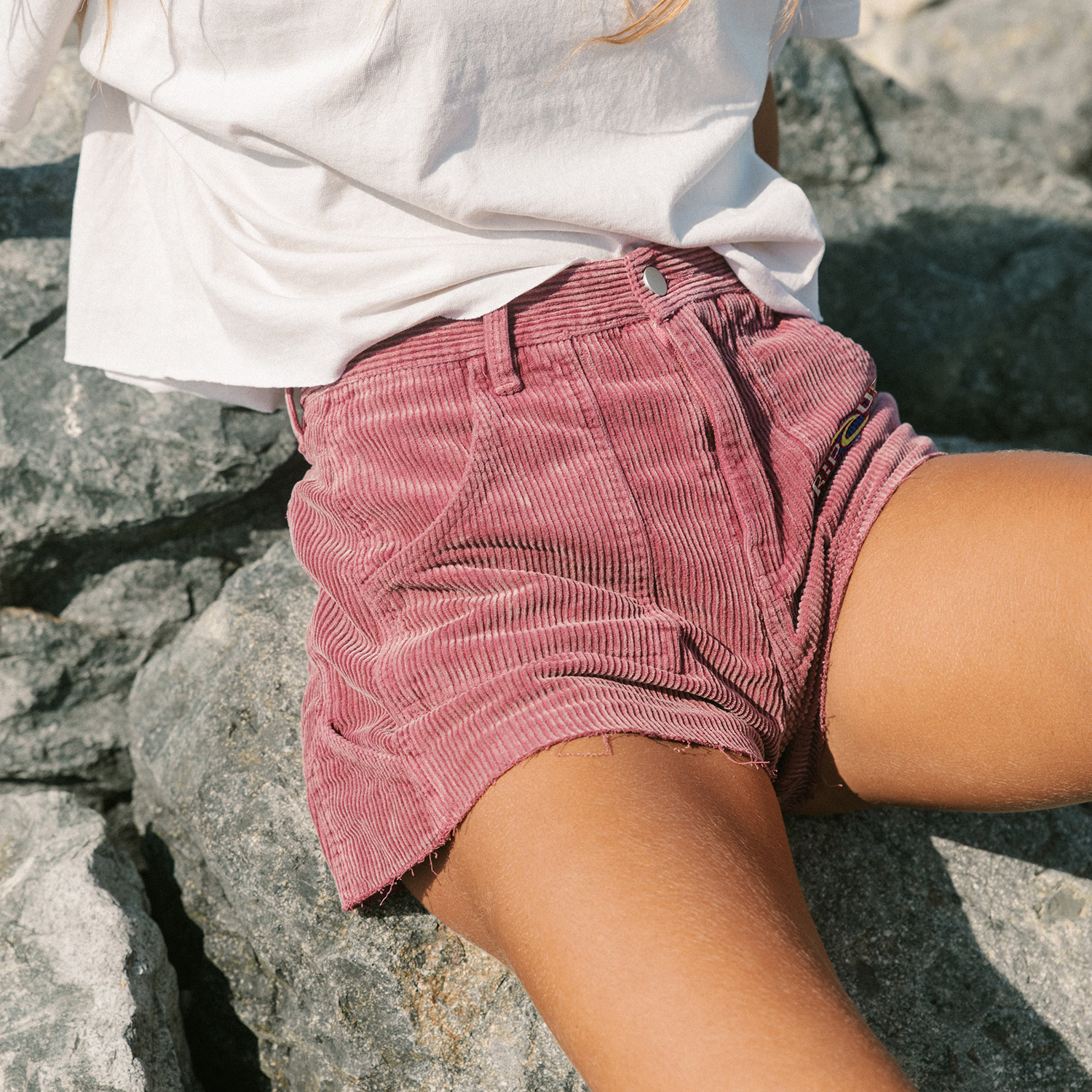 Casual Rip Curl Print Corduroy Shorts