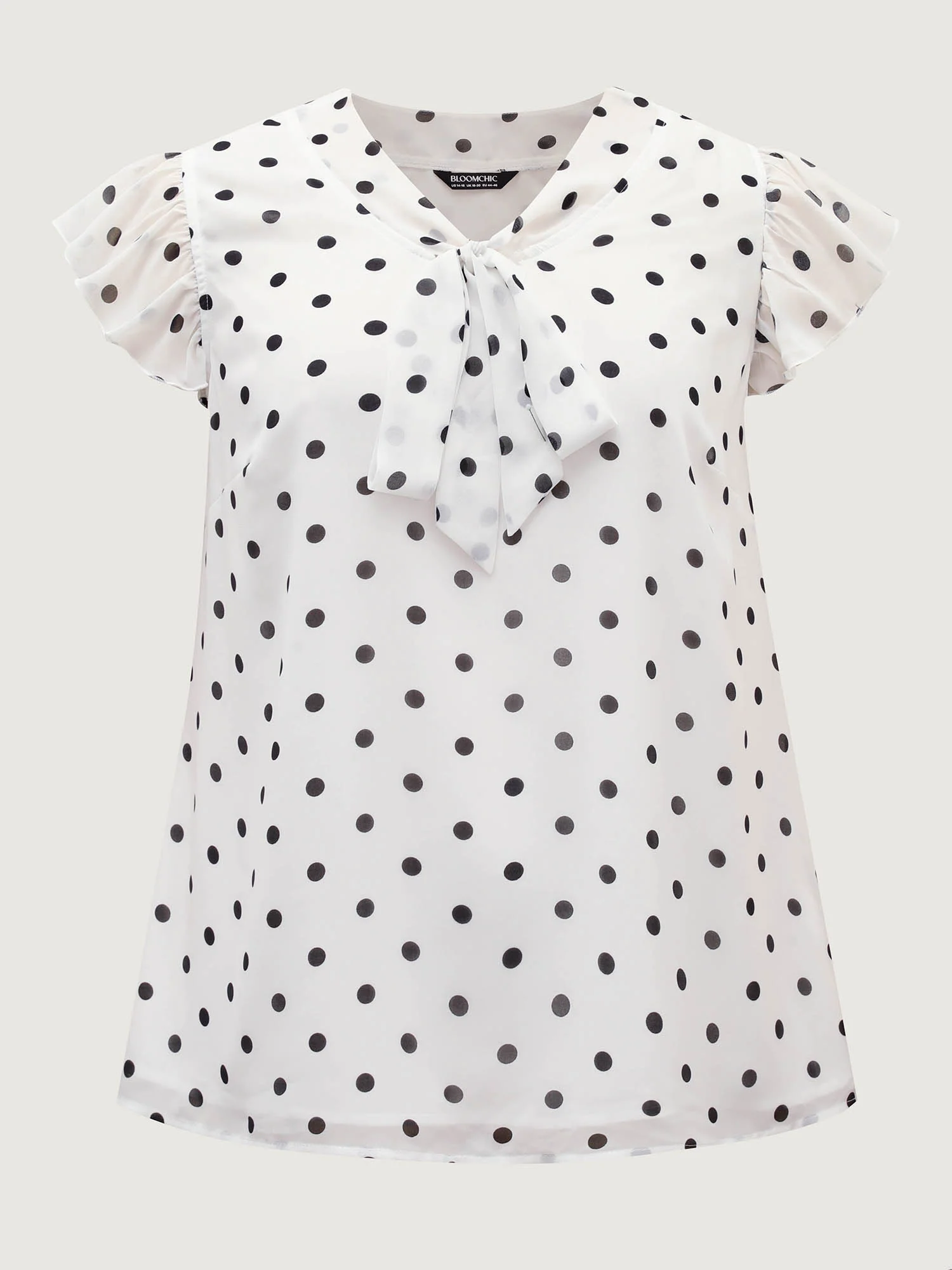Polka Dot Ribbon Collar Blouse