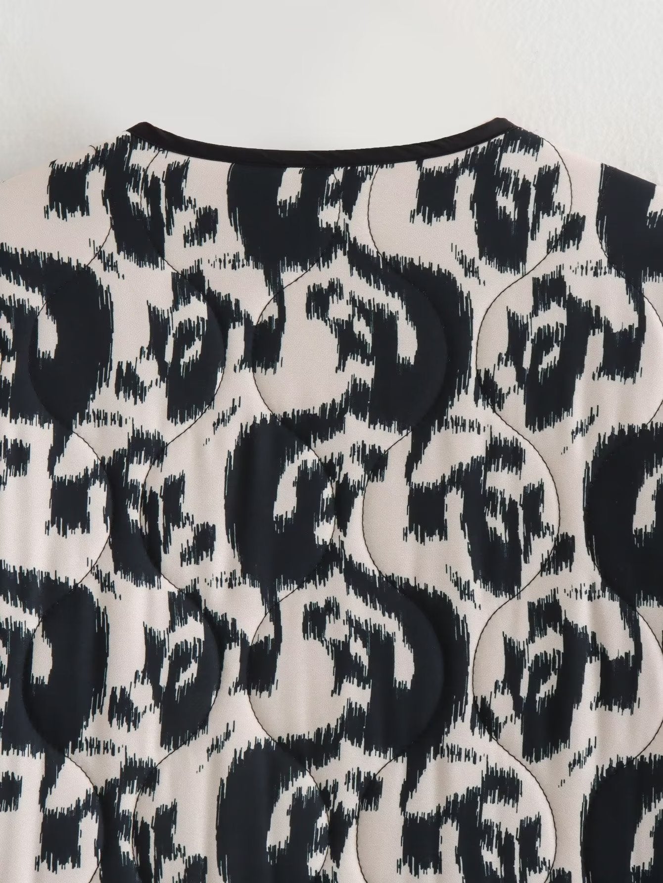 Autumn Winter Collarless Animal Print Loose Cotton Coat Jacket Coat Women