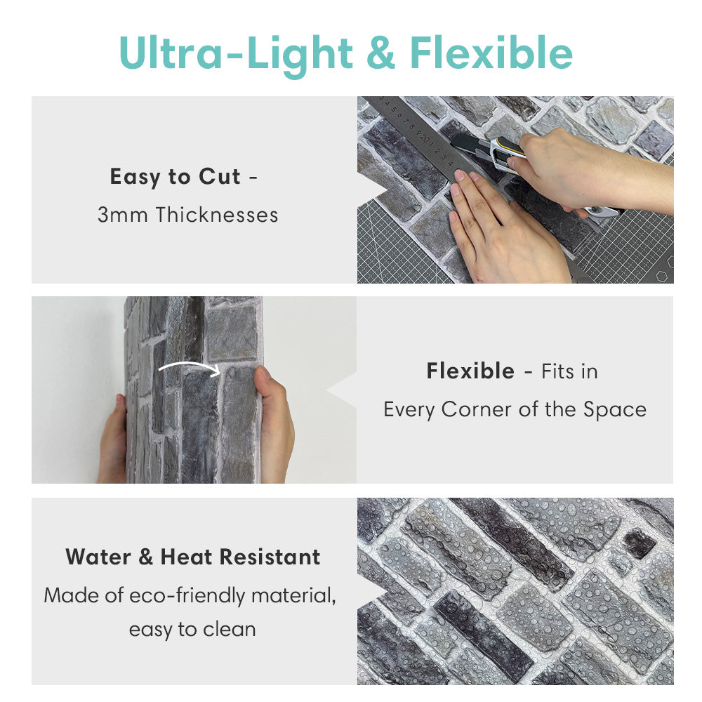 3D Ocean Mist Stone Peel and Stick Wall Tile