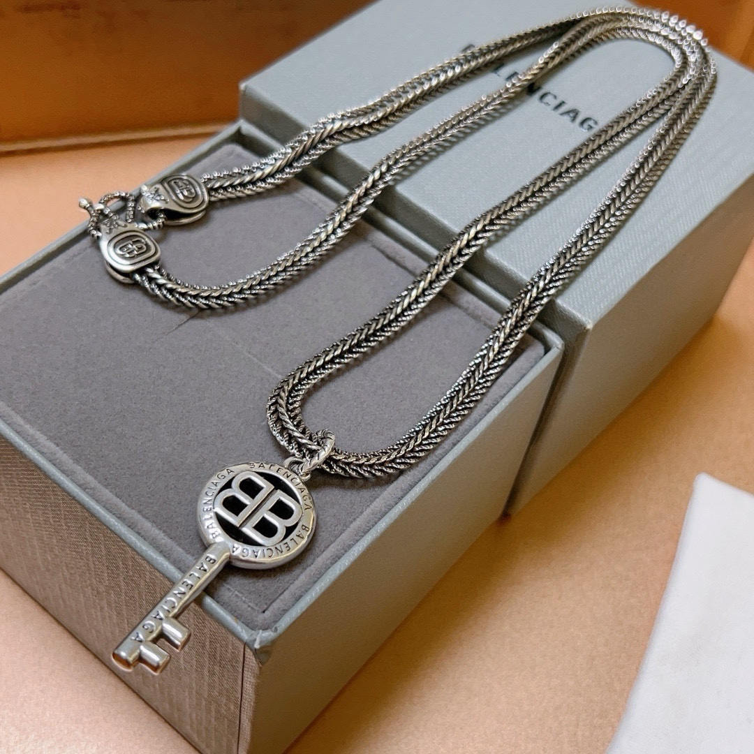 Balenciaga BB key chain necklace