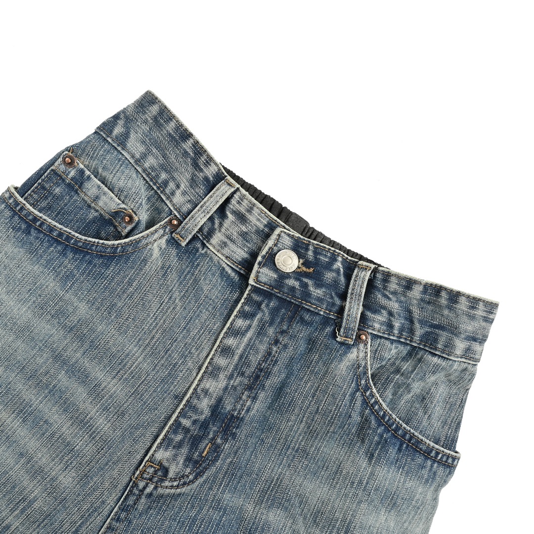 Balenciaga 24ss monogram print front and back patchwork jeans