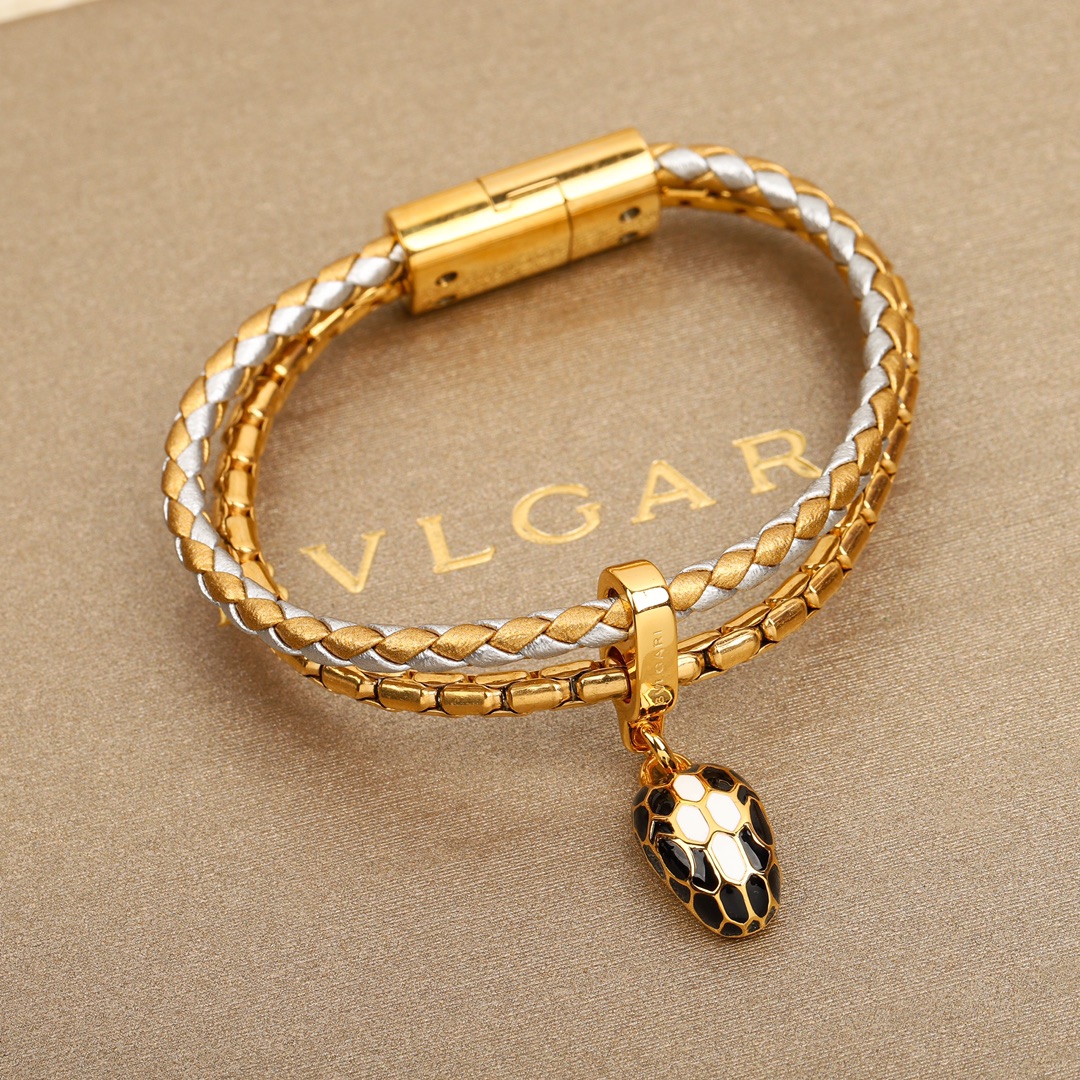 Bulgari snake head double bracelet