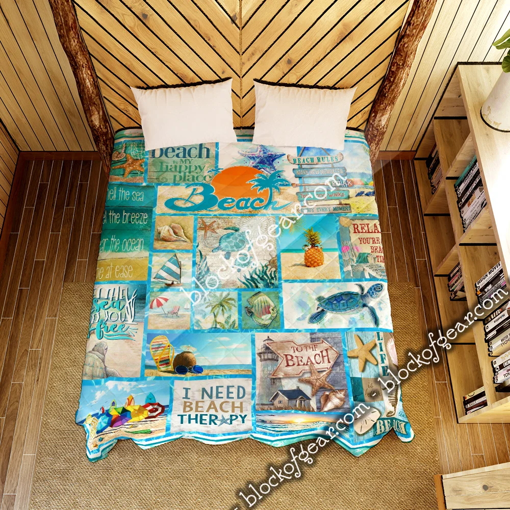The Beach Is My Happy Place Quilt Blanket