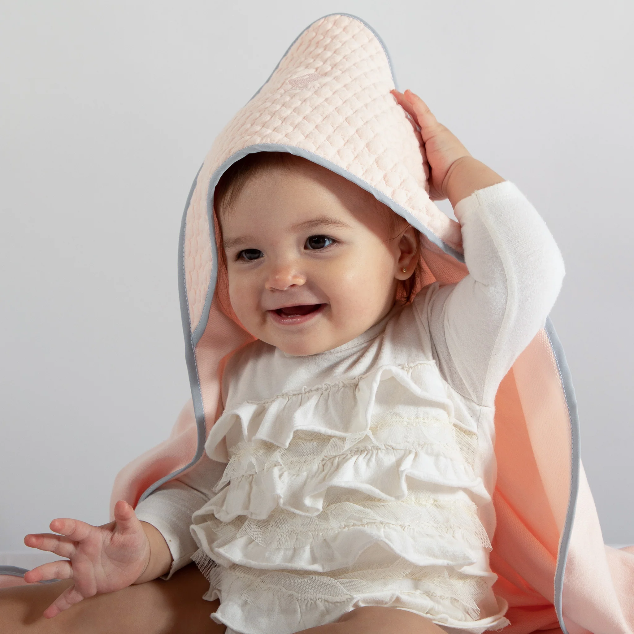Cobija para bebé polo con capucha mamey