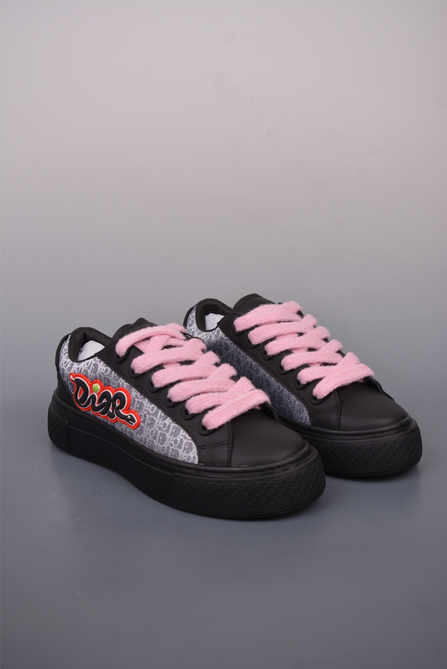 Dior B33 Low Top Sneakers Black and Pink Snake Year Limited Edition 3SN303ZEY