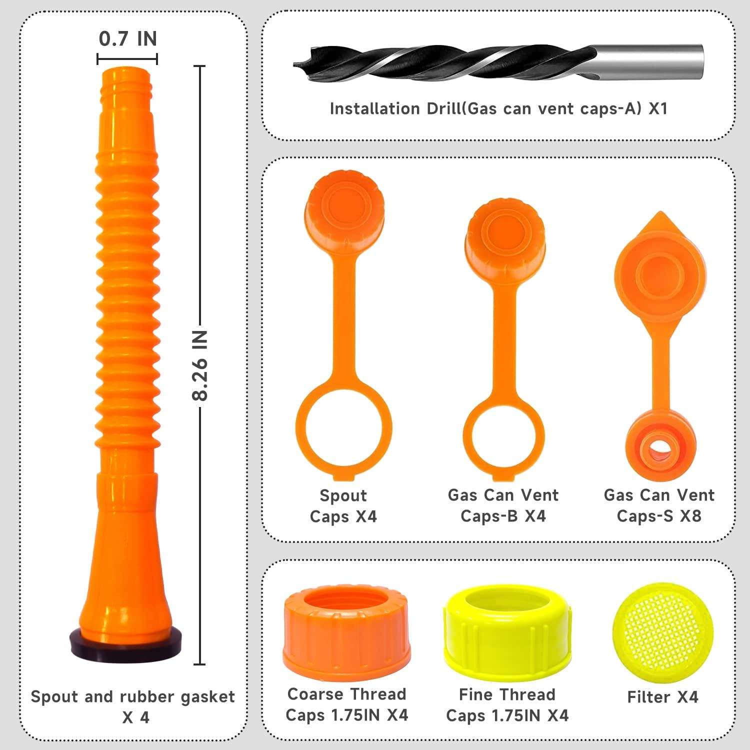 Gas Can Spout Replacement(4 Kits)