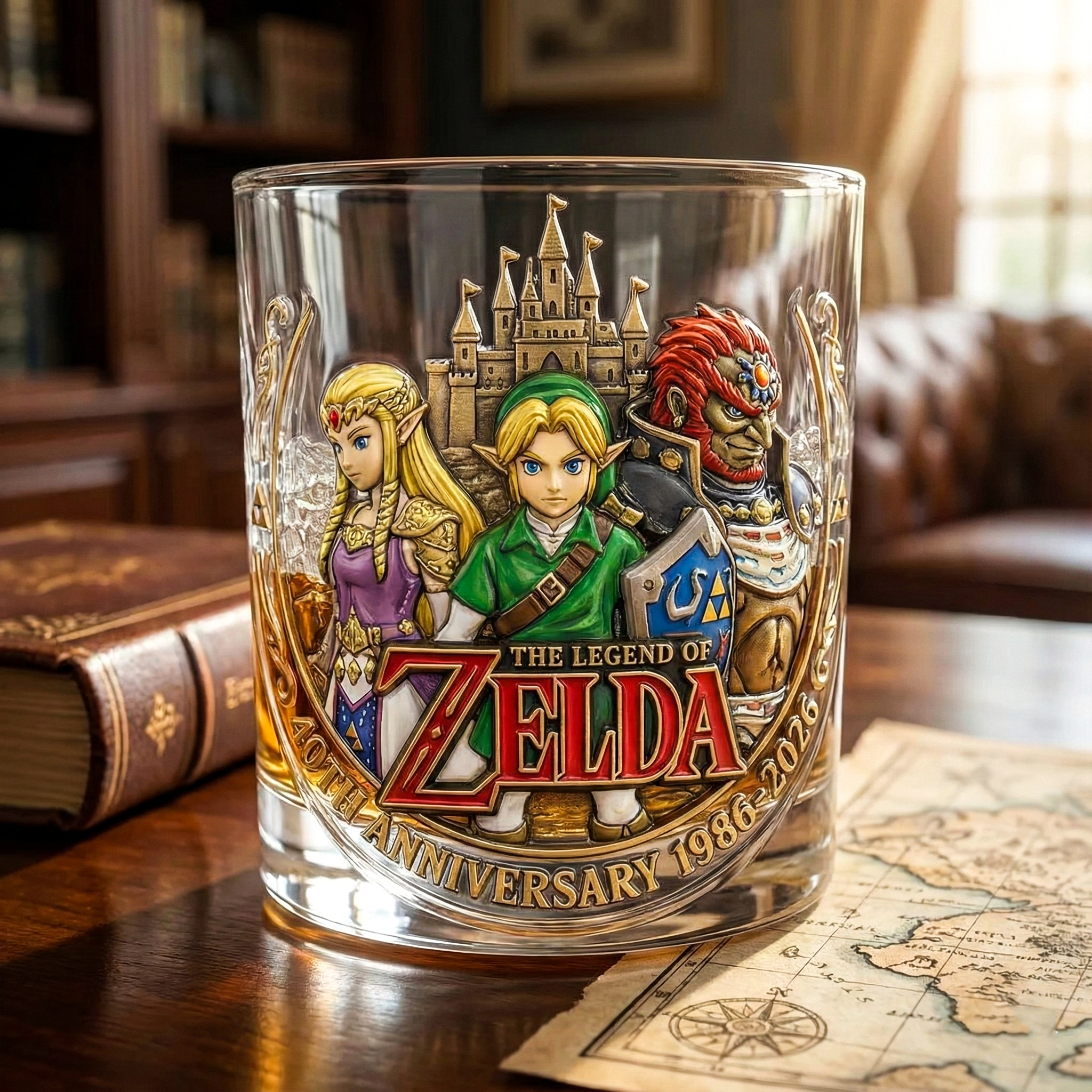The Legend of Zelda 40th Anniversary Whiskey Glass