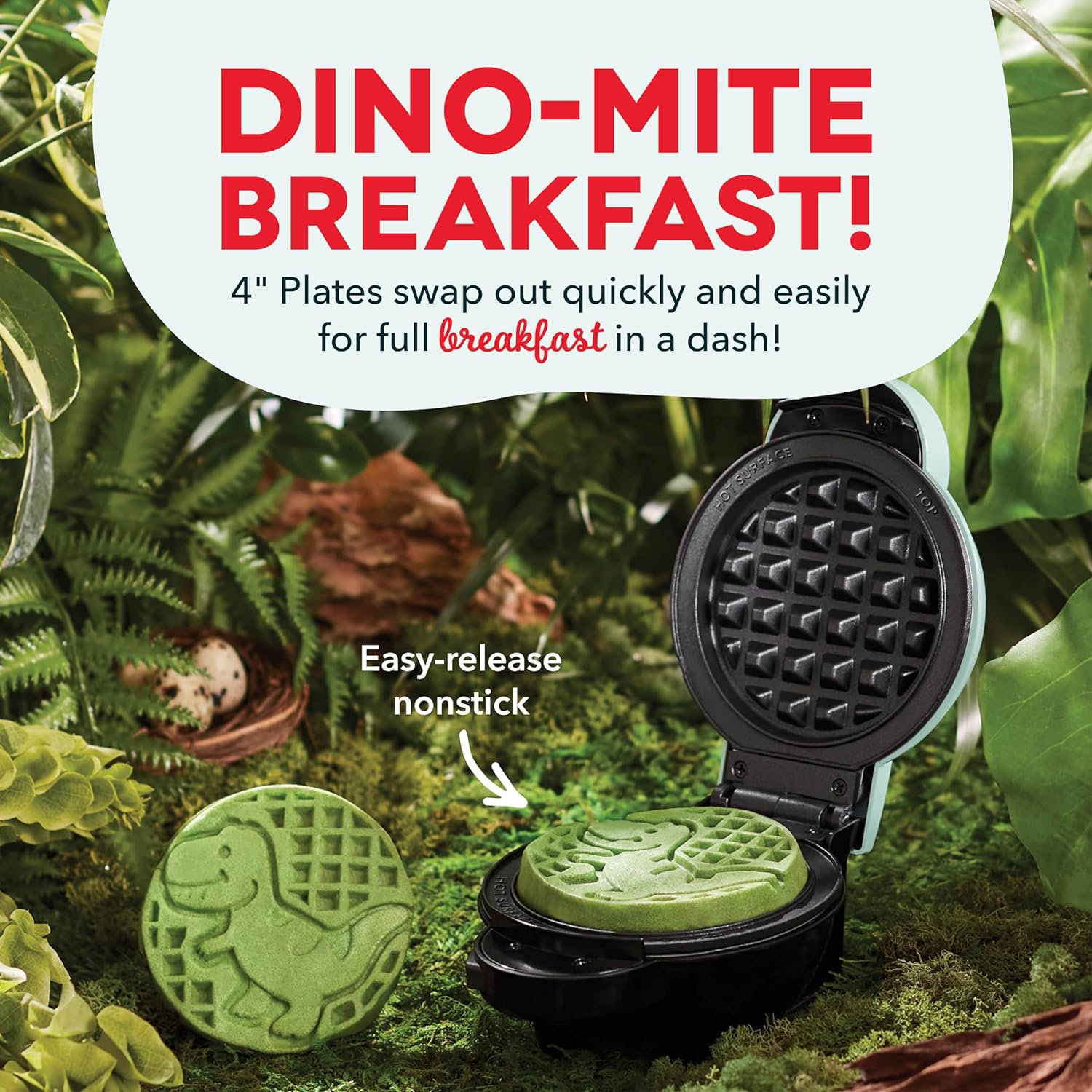 🎄Christmas Hot Sale🎄Removable Holiday Plates: Waffle Iron & Griddle – Nonstick Surface