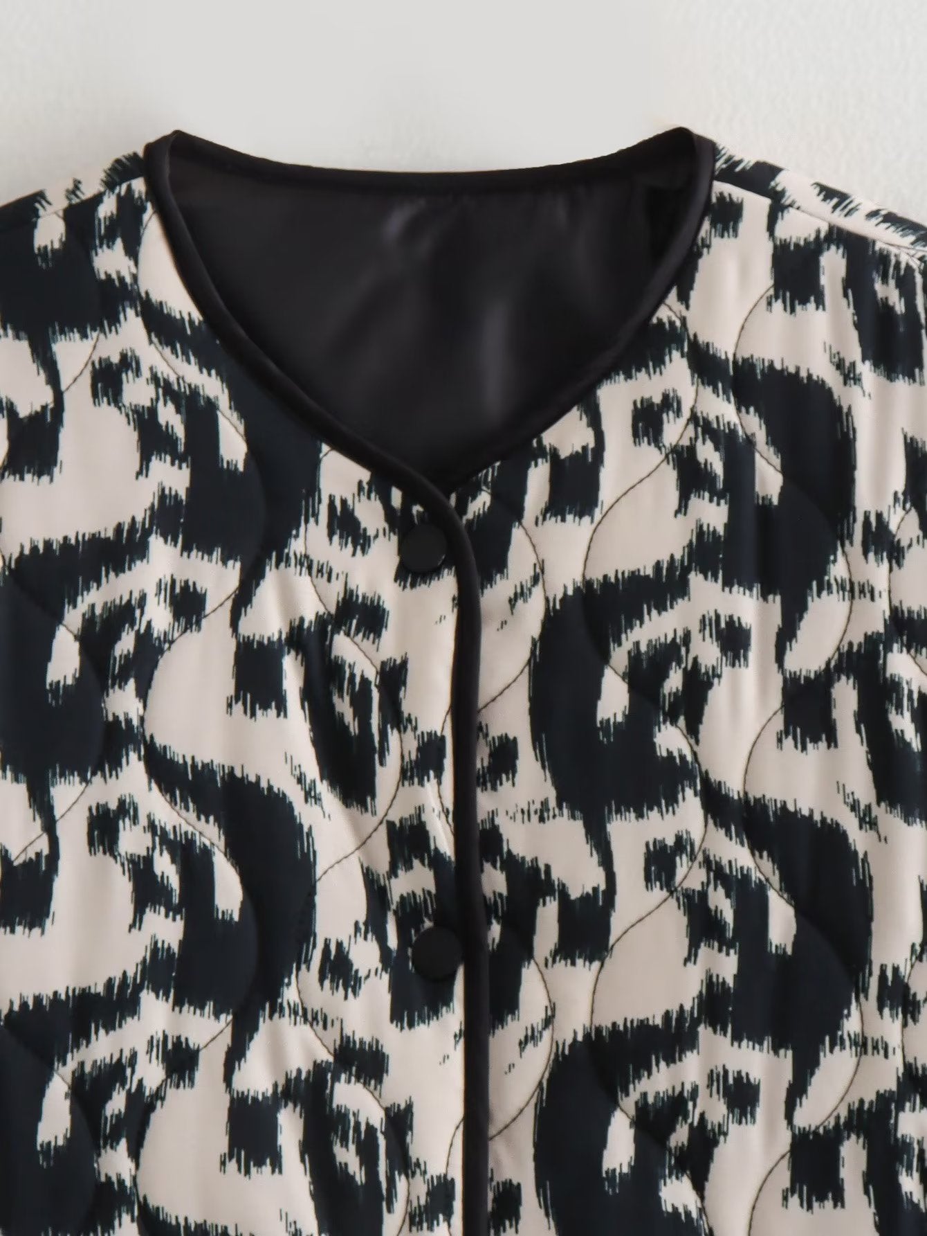 Autumn Winter Collarless Animal Print Loose Cotton Coat Jacket Coat Women