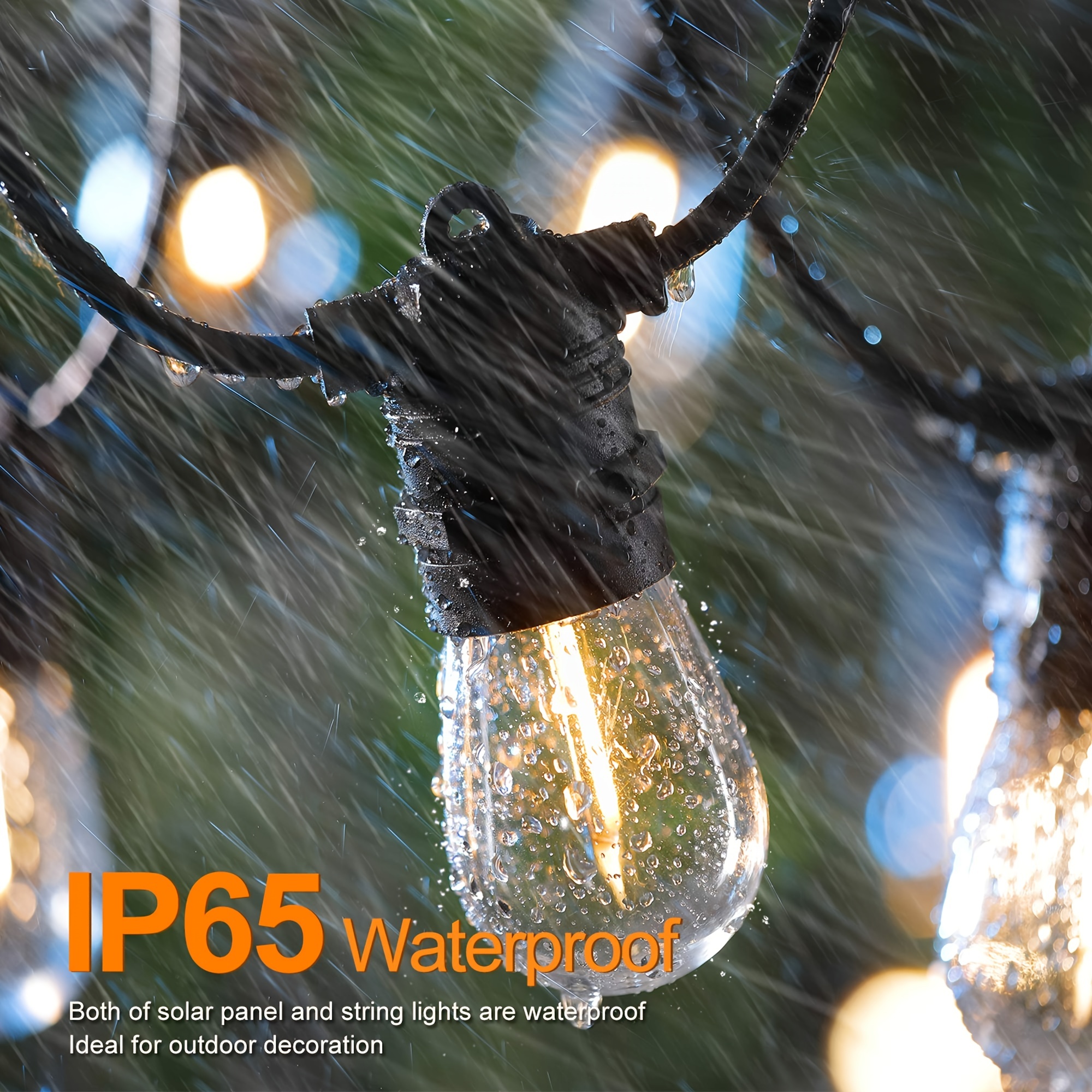 Solar String Lights Outdoor Waterproof LED Shatterproof 25FT/49FT Heavy Duty Outdoor String Lights Solar Powered With Plastic Hanging S14 Bulbs