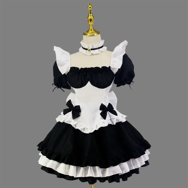 Off Shoulder Bow Knot Lace Up Maid Dress Lingerie
