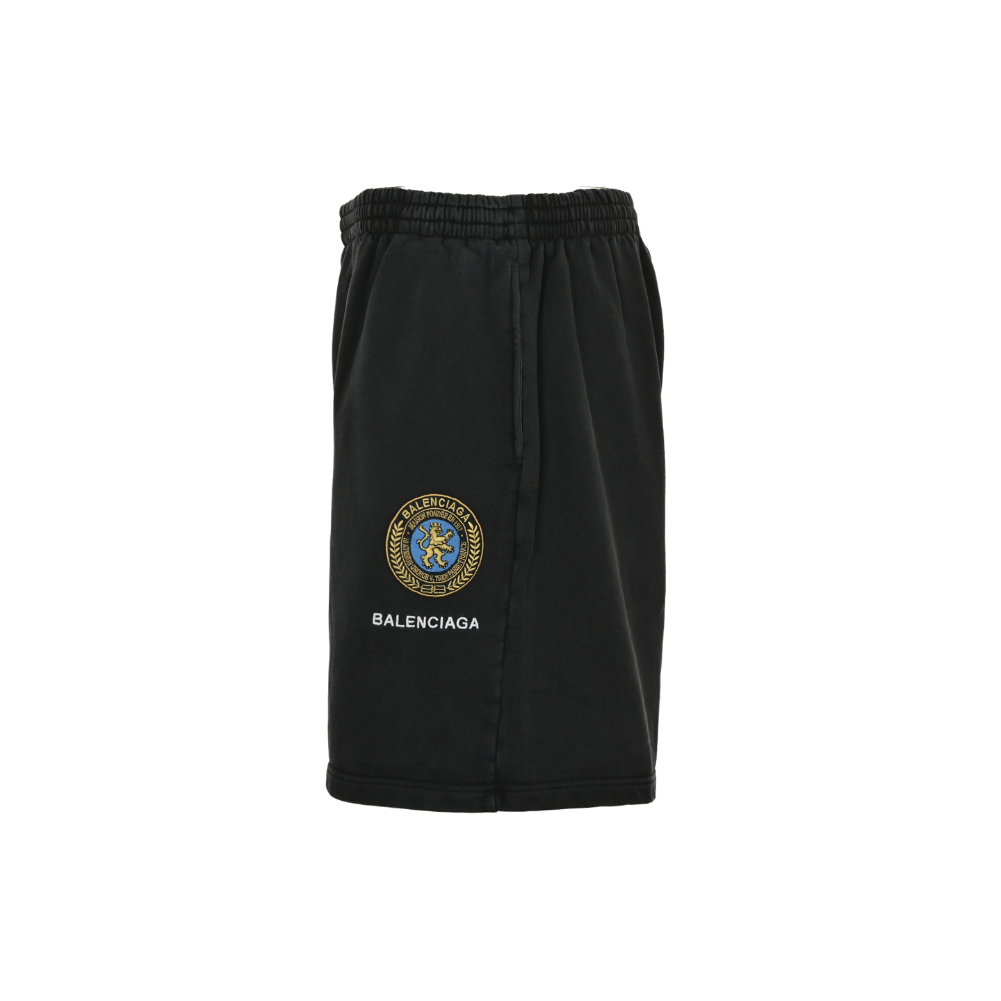 Balenciaga 25ss badge embroidered washed shorts