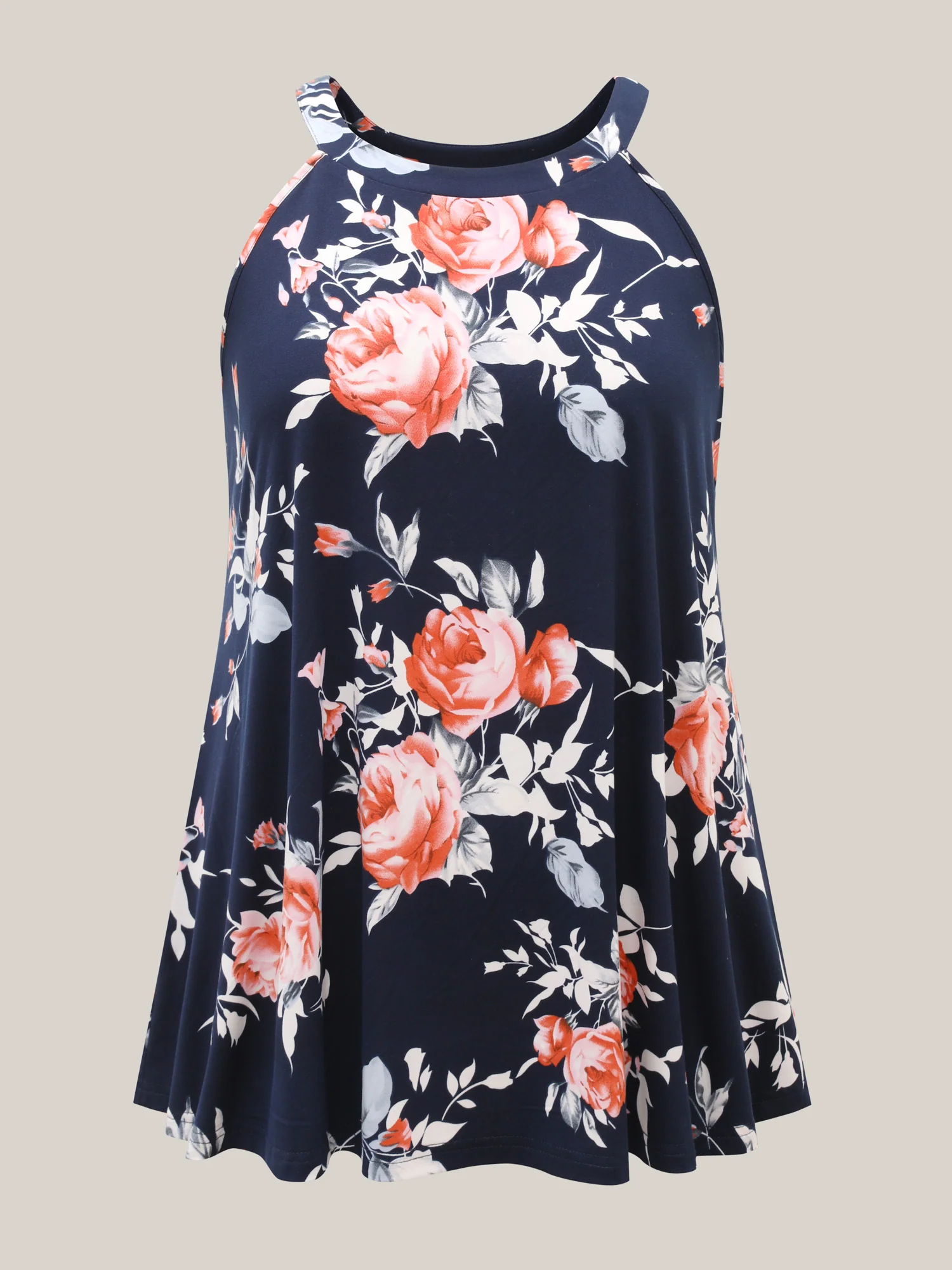 Rosy Print Halter Neck Top