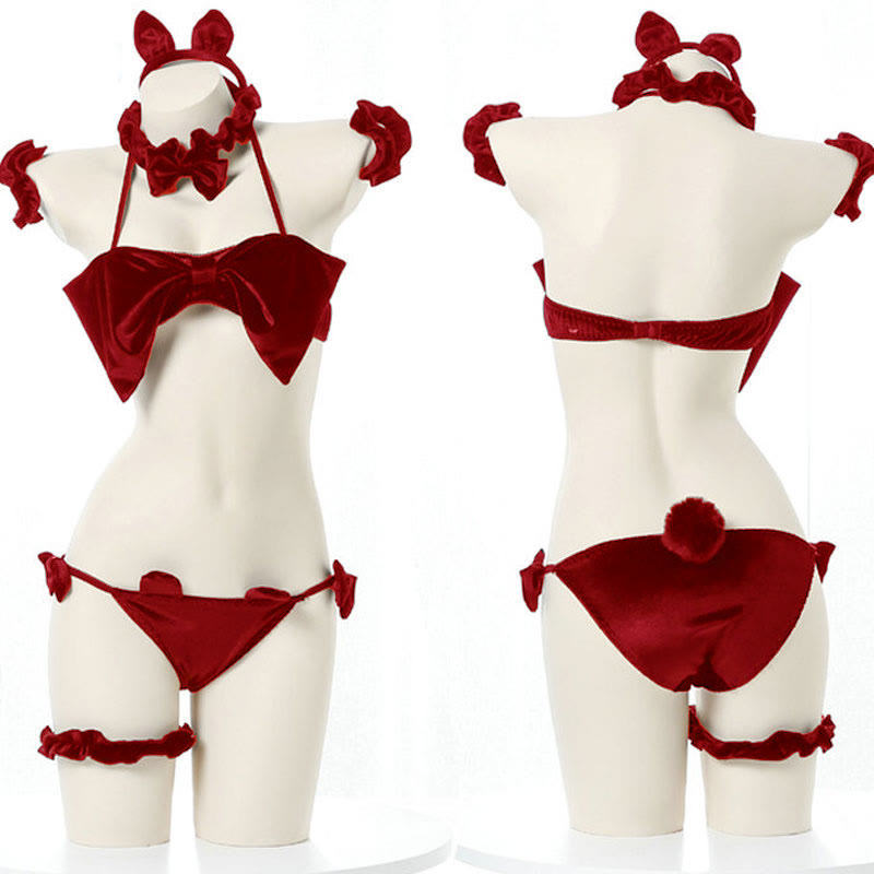 Cat Ears Bow Knot Uniform Lingerie Set