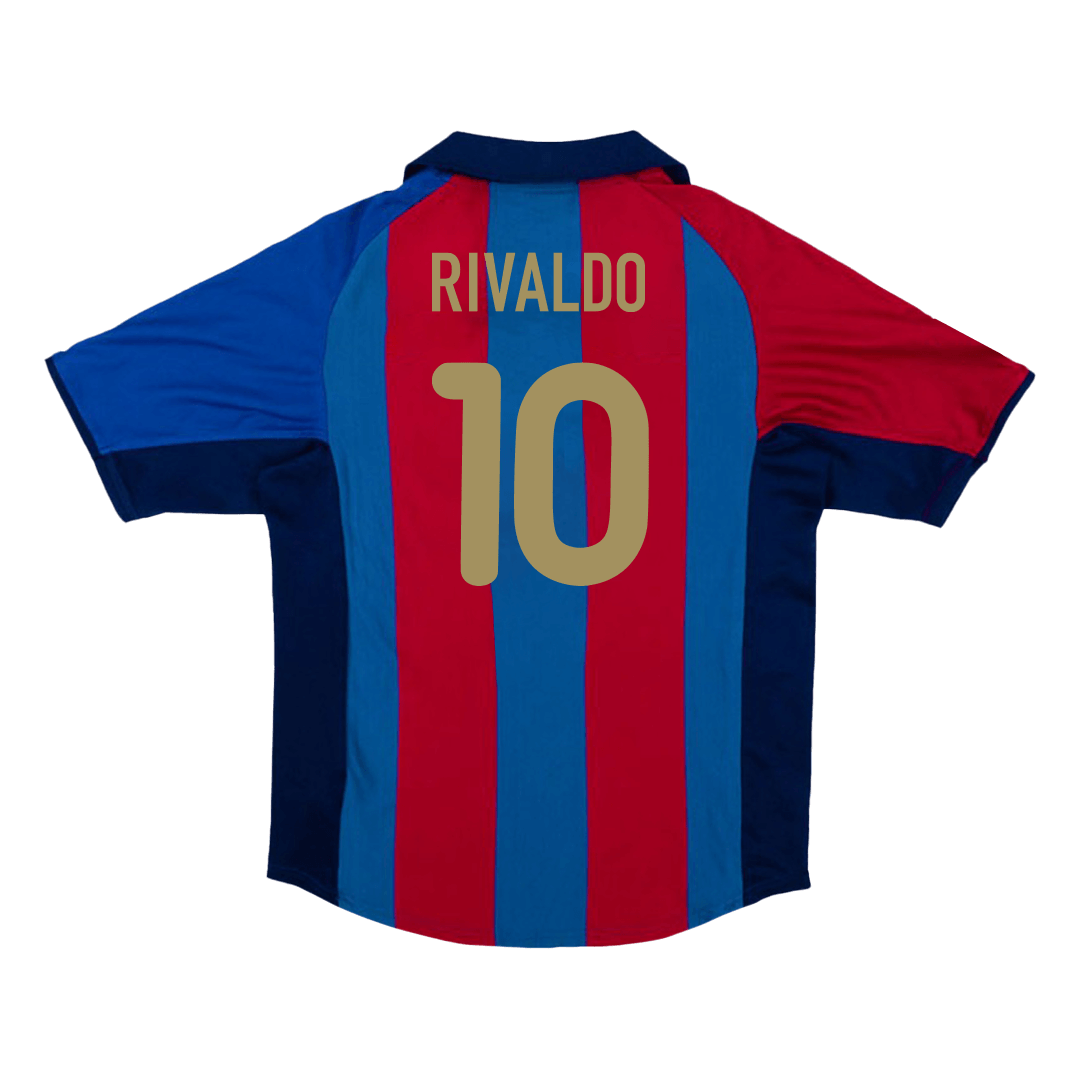 RIVALDO #10 Barcelona Retro Home Football Shirt 2001/02