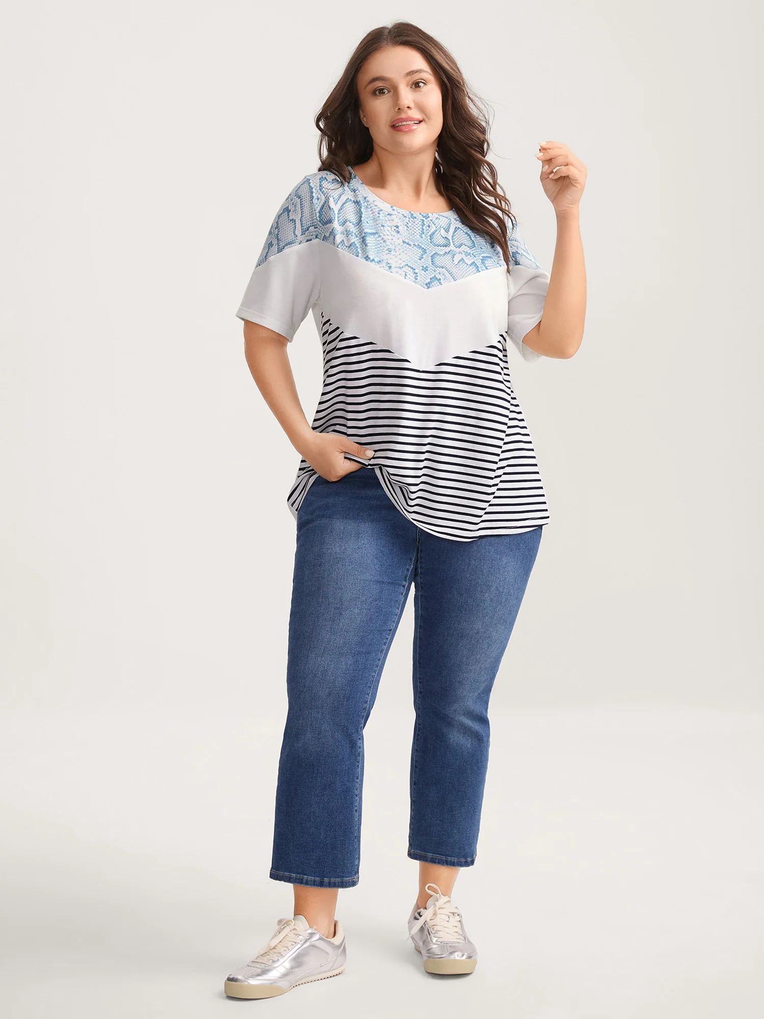 Animal Print Waffle Grid T-Shirt