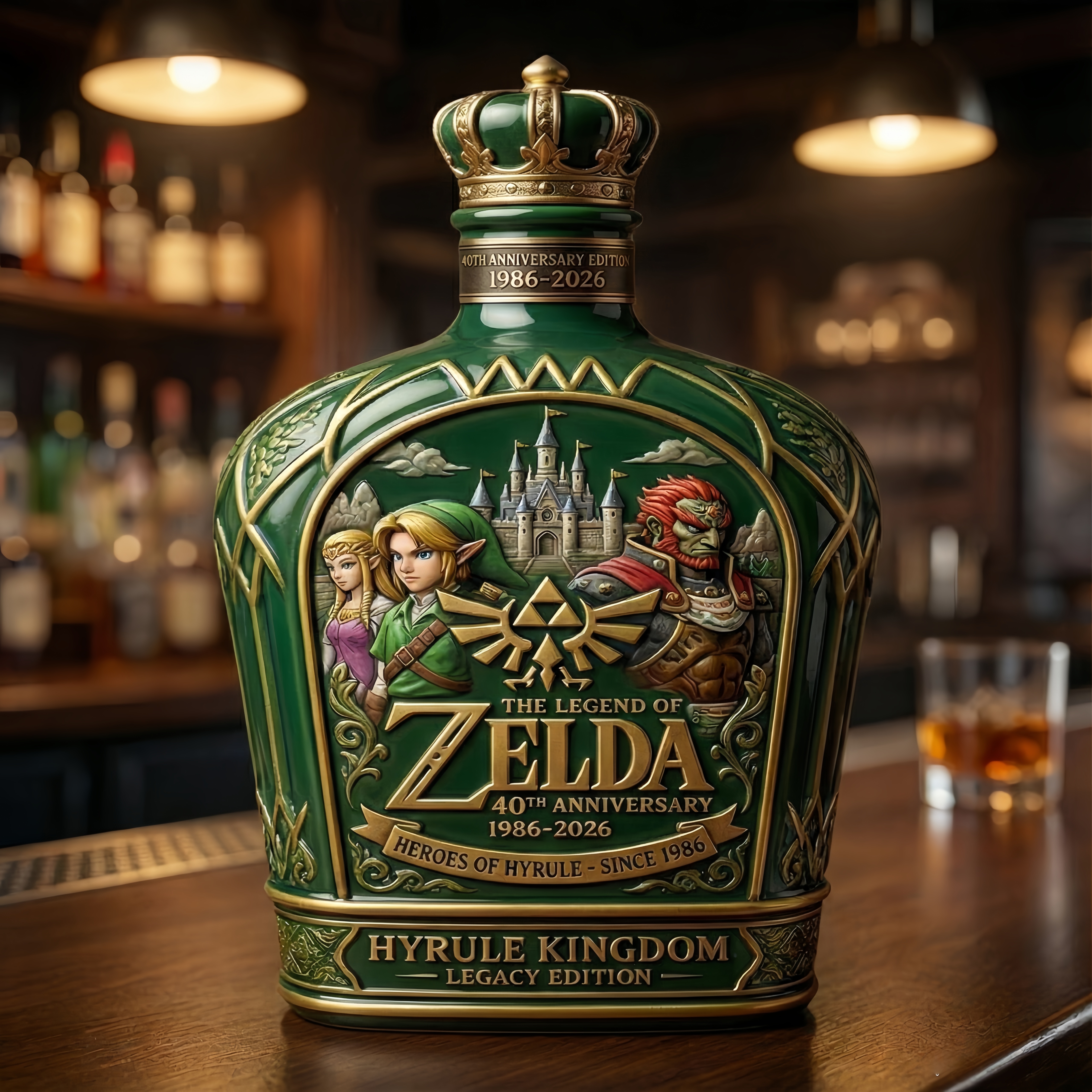 The Legend of Zelda 40th Anniversary whisky bottle
