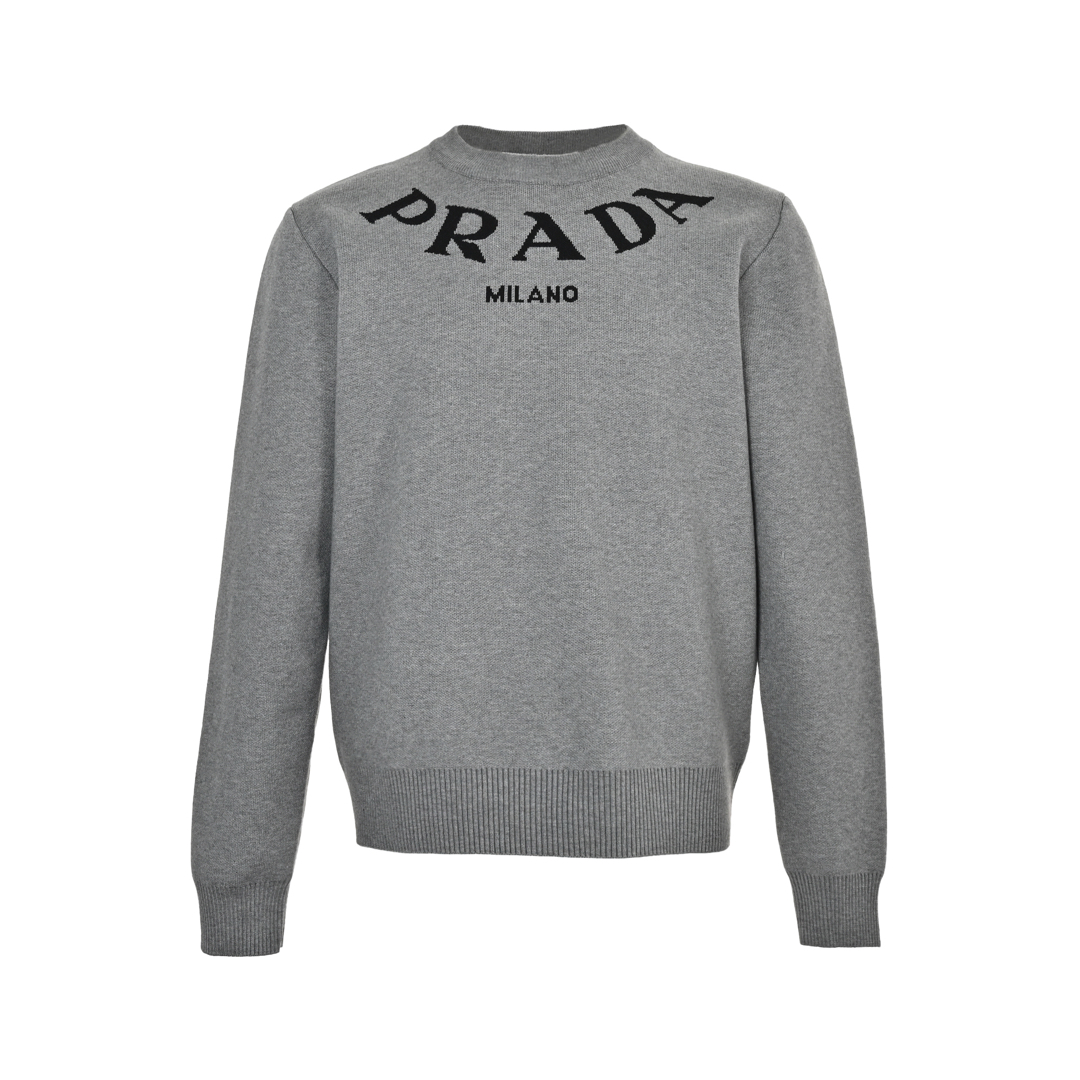 Prada 24Fw jacquard logo crew neck sweater