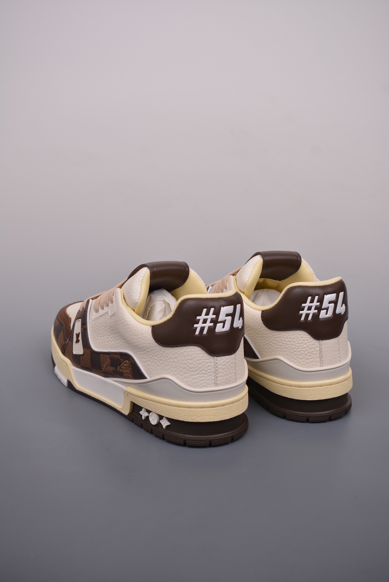 Louis Vuitton Trainer Sneaker Low Beige Dark Brown Plaid 1ACV5R
