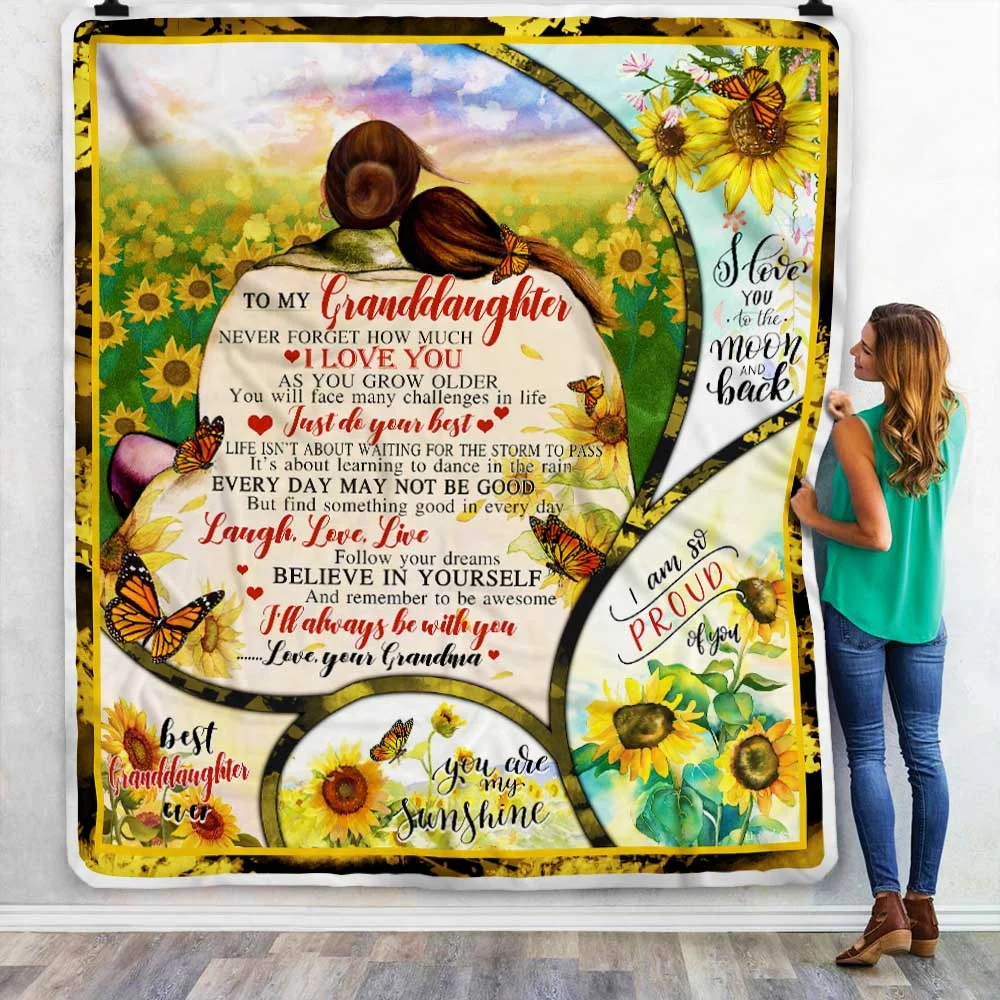 To My Granddaughter. Sunflower Sofa Throw Blanket