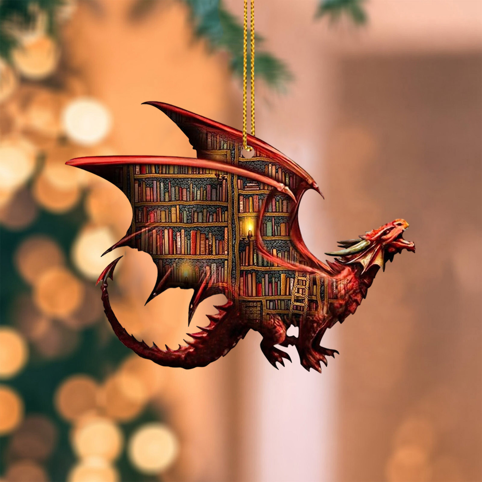 Red Flying Dragon Book Ornament