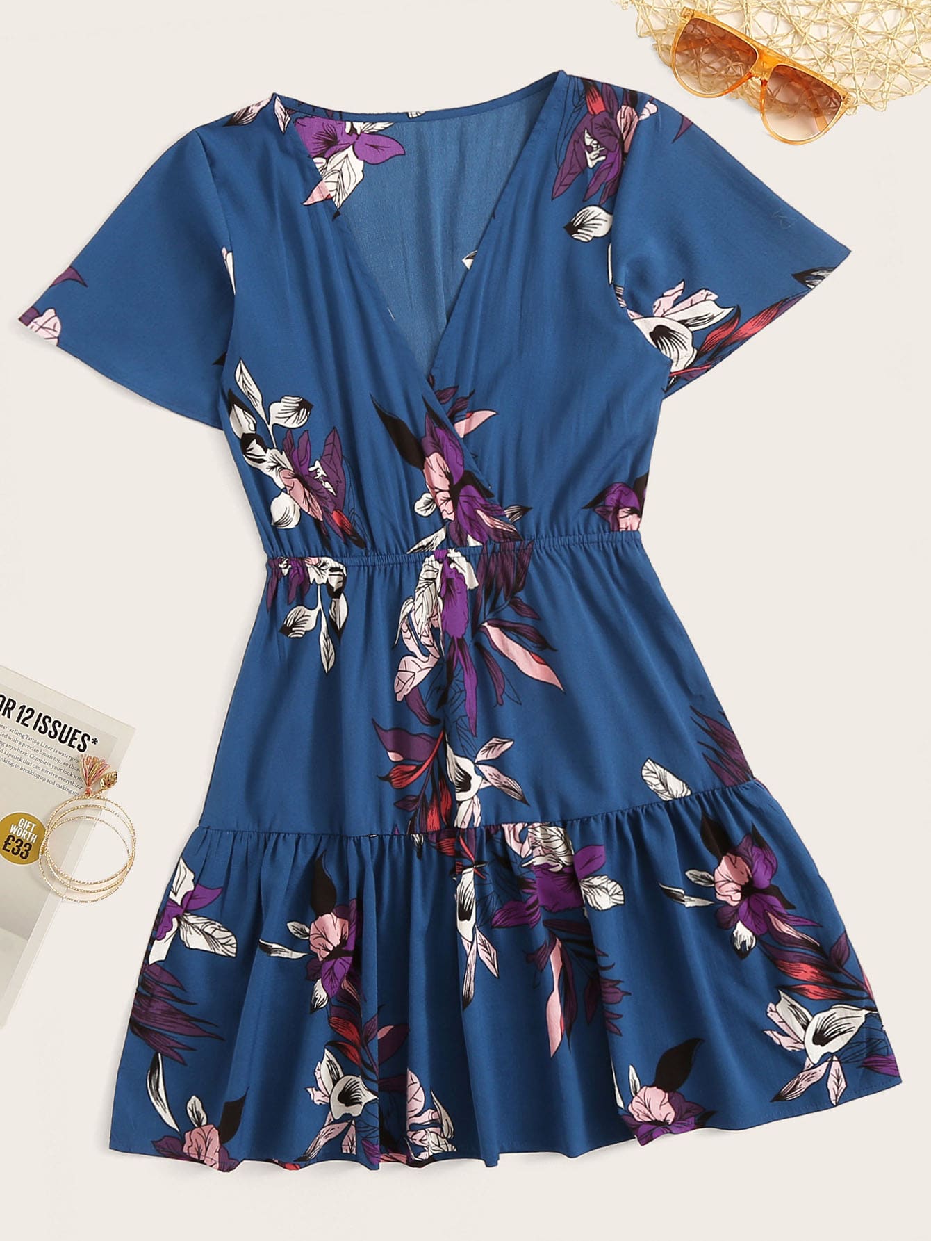 Ruffle Hem Floral Print Dress