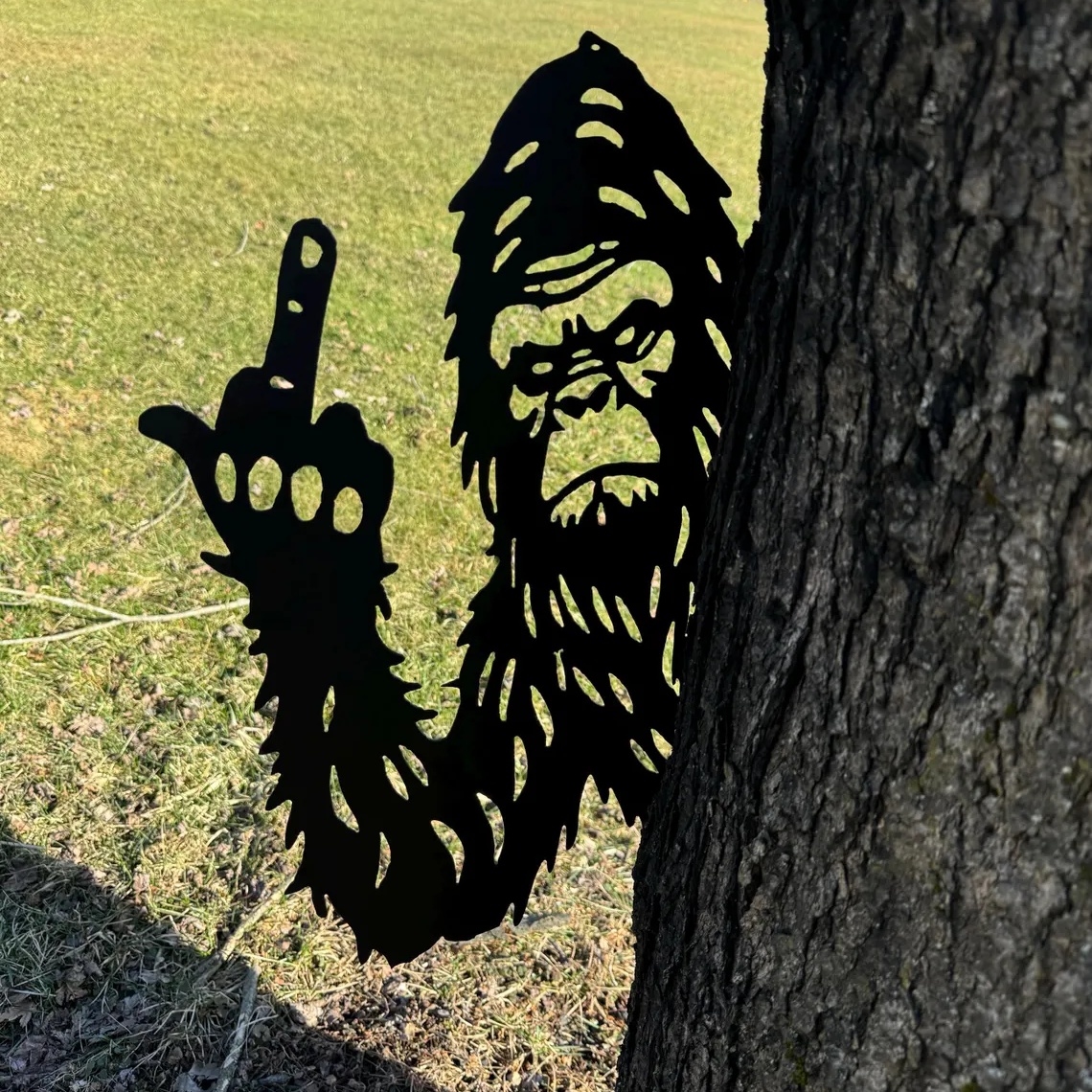 Middle Finger Bigfoot Metal Sign