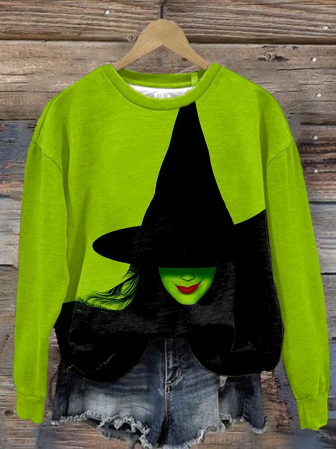 🔥Buy 3 Get 10% Off🔥Halloween Witch Print Round Neck Sweatshirt