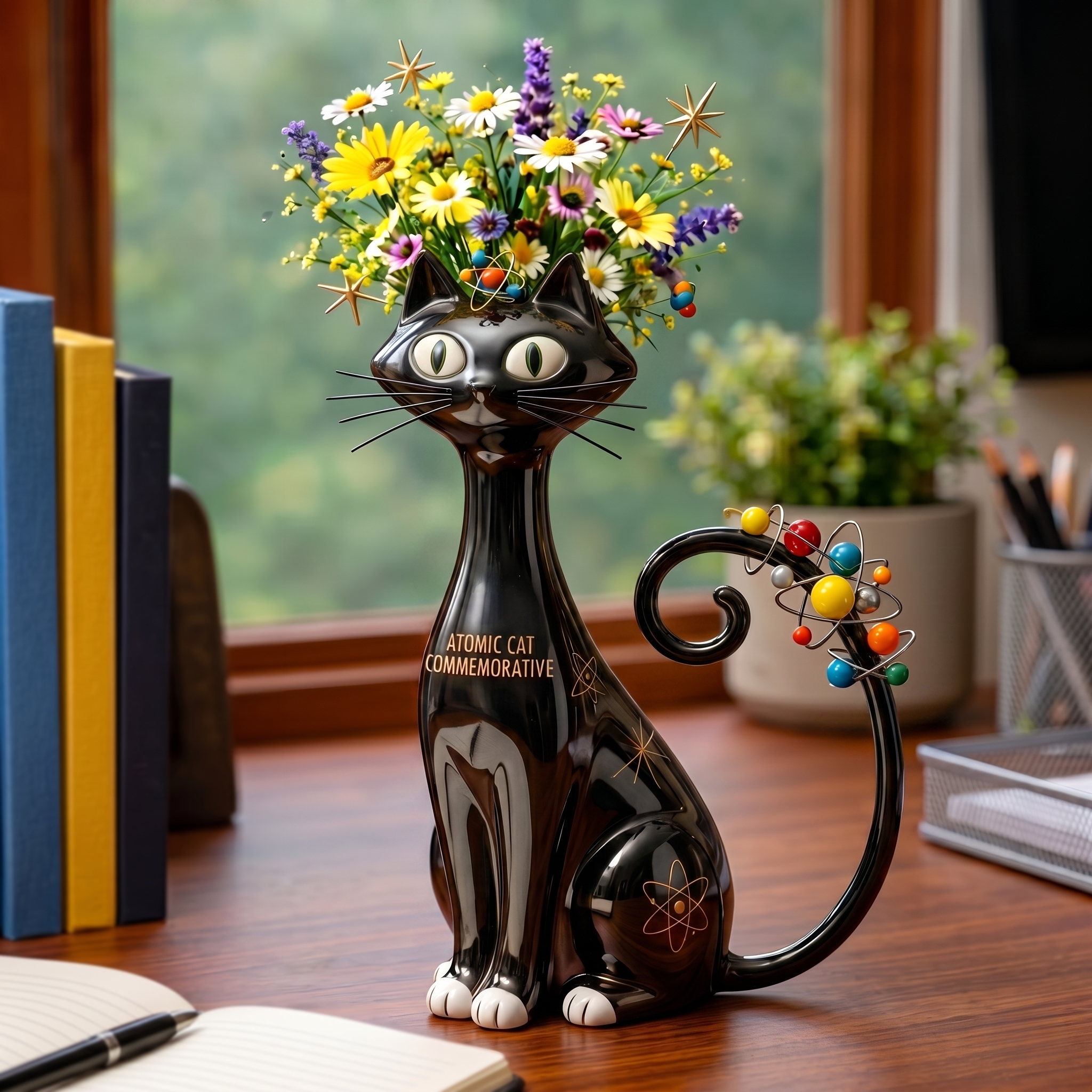 🐈 Atomic Cat: Retro Future Planter – Mid-Century Icon 🌌