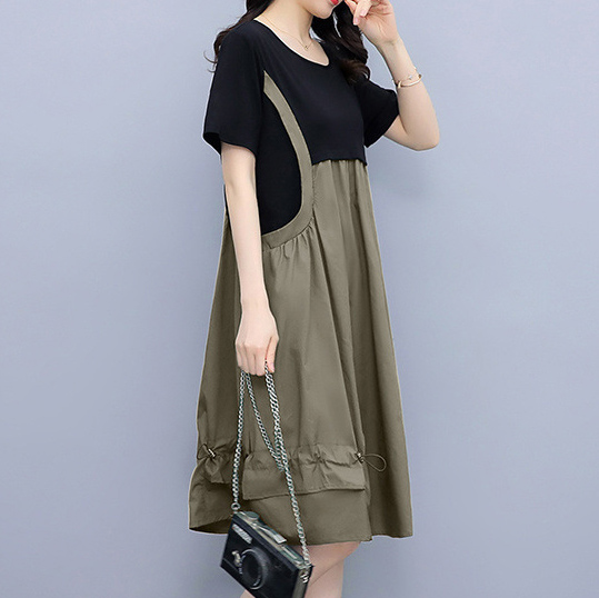 Khaki Waist-length a-line straps show thin dress