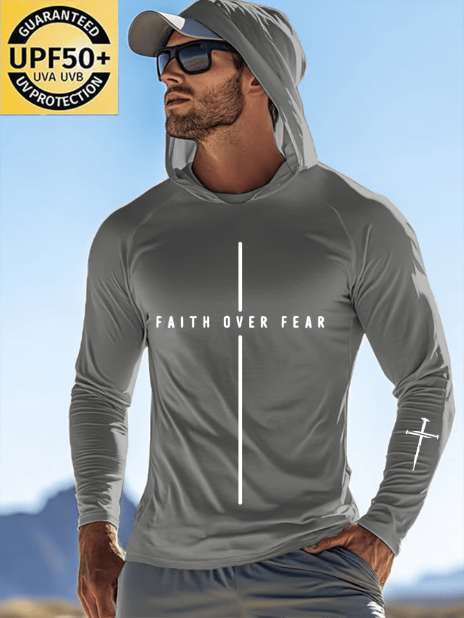 🔥Hot Sale Picks 🔥Men's Faith Outdoor Sun Protection Breathable Cool Hooded Sun Protection Long Sleeve Top