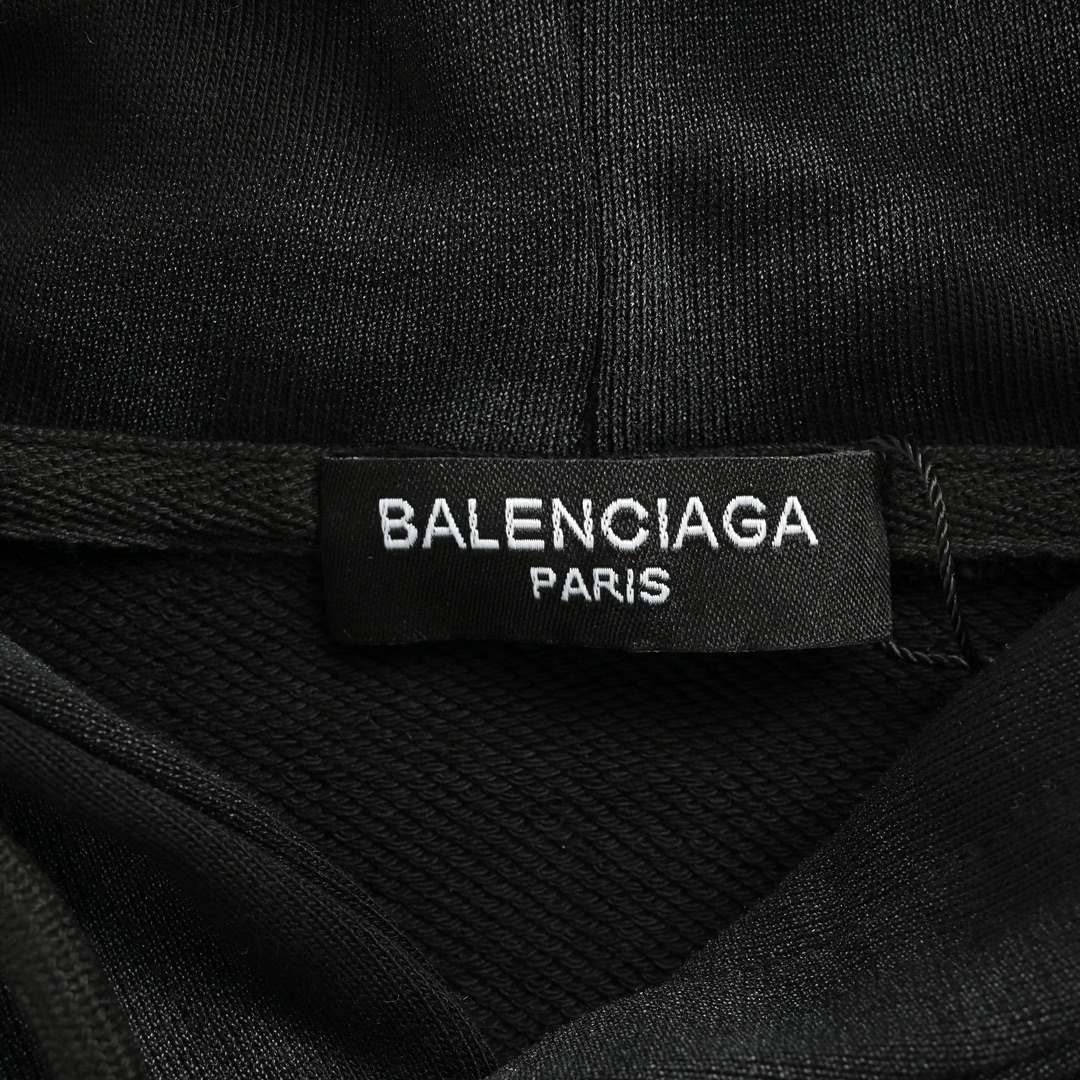 Balenciaga 24Fw cola embroidered mud-dyed distressed hooded sweatshirt