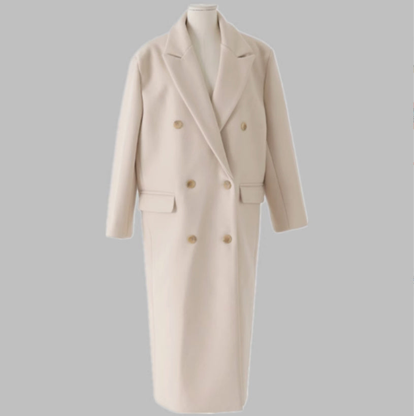 Ultra Long High-End Gray Thick Front Shoulder Coat